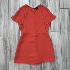 Armani Exchange Black Hidden Romper Dress Cap Flutter Sleeve Cutout 6 Open Back